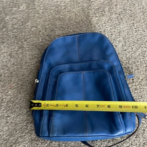 Tignanello Blue Leather Backpack Sleek Design Practical - Picture 2 of 4